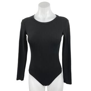 Zara Black Pullover Long Sleeve Crew Neck Knit One Piece Bodysuit Top Size S